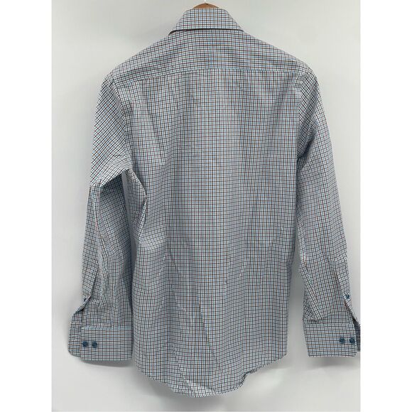 Twillory Button Down Shirt Check Plaid Men Size Medium White Blue Tailored Fit - Picture 3 of 11